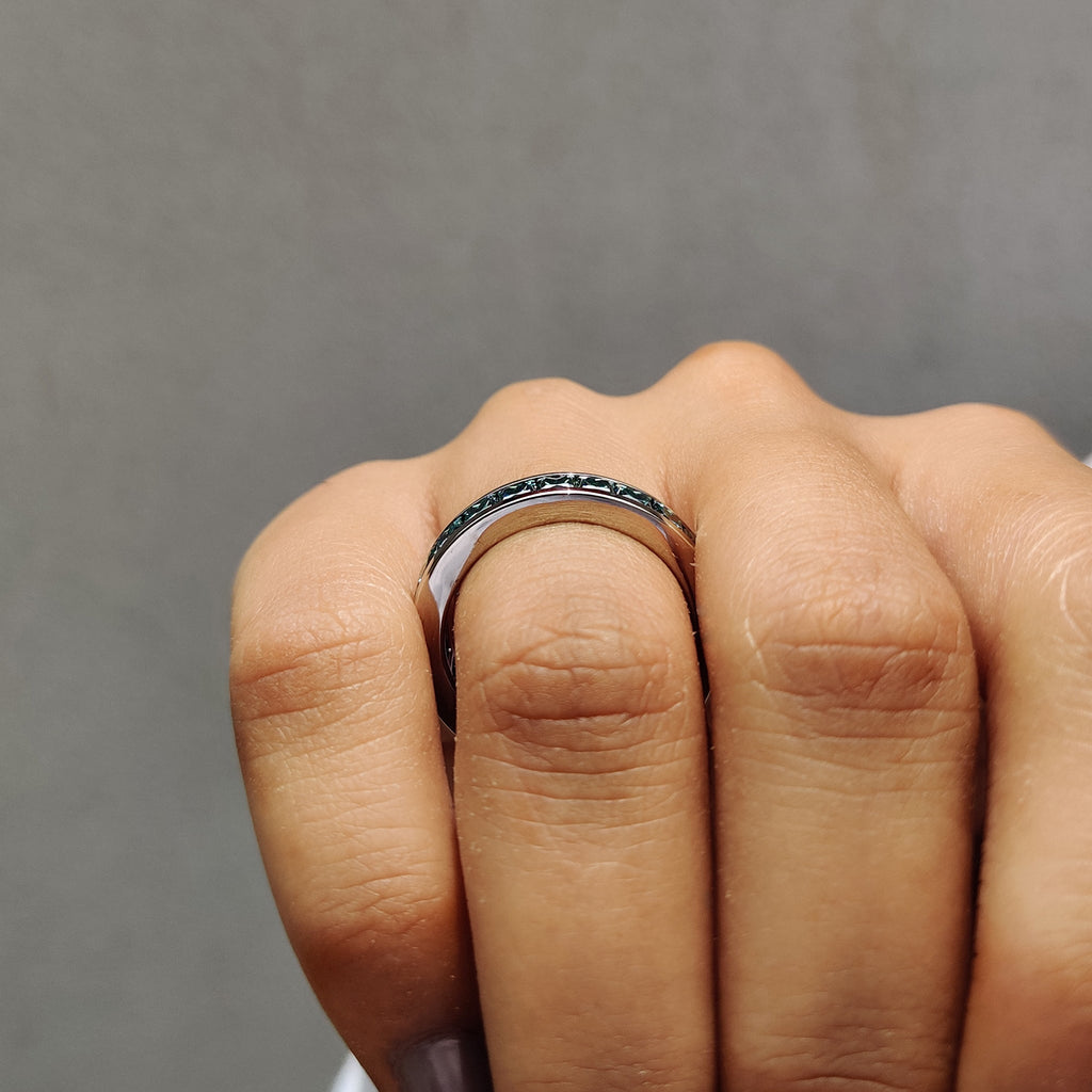 Princess Cut Channel Set Wedding Band