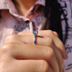 Moissanite Solitaire Ring In Cyan Blue Stone