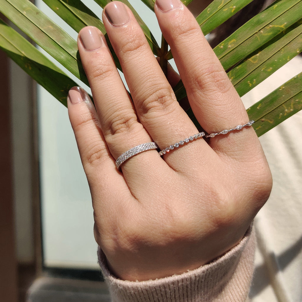 Round Cut Band In Half Eternity Setting