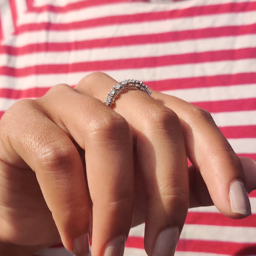 Moissanite Half Eternity Band With Round Cut
