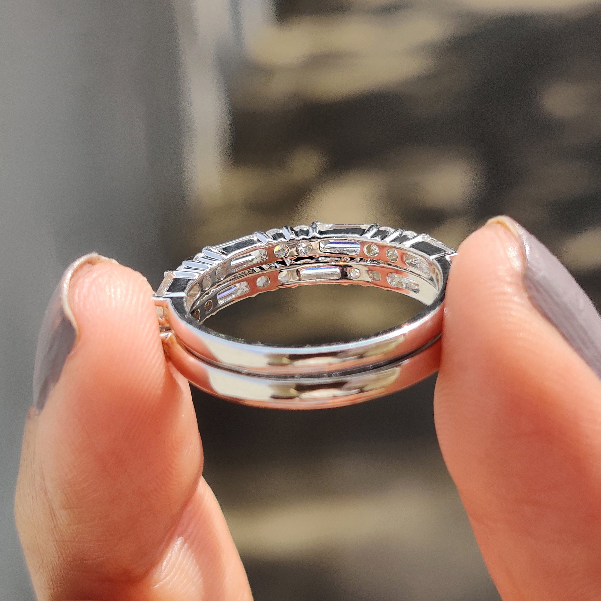 Round And Baguette Wedding Band In Half Eternity