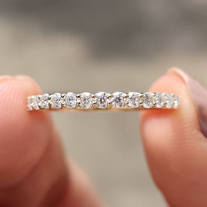 Round Cut Half Eternity Band With French Pave Style