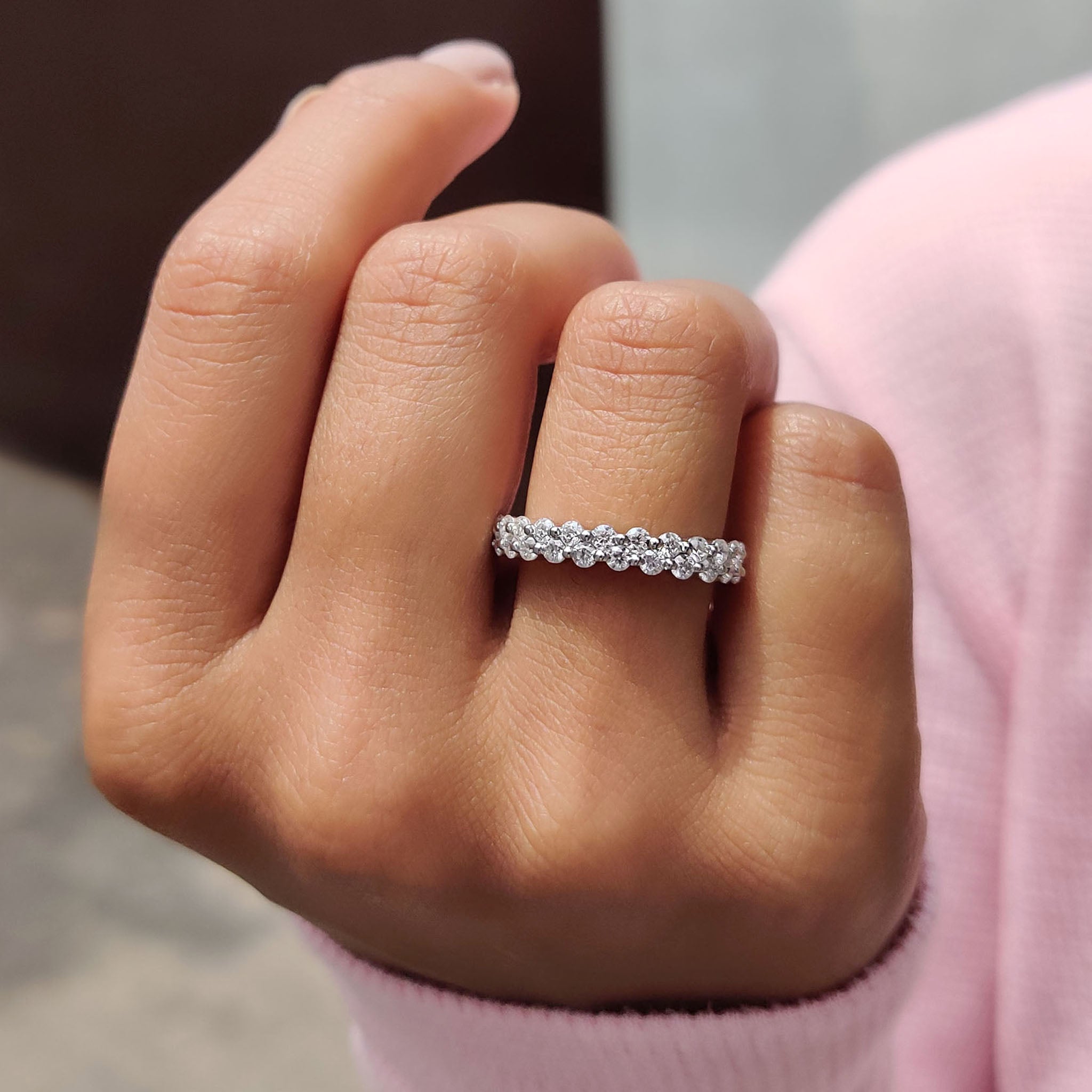 3/4 Eternity Band In Round Cut Double Row Setting Immagine secondaria del prodotto