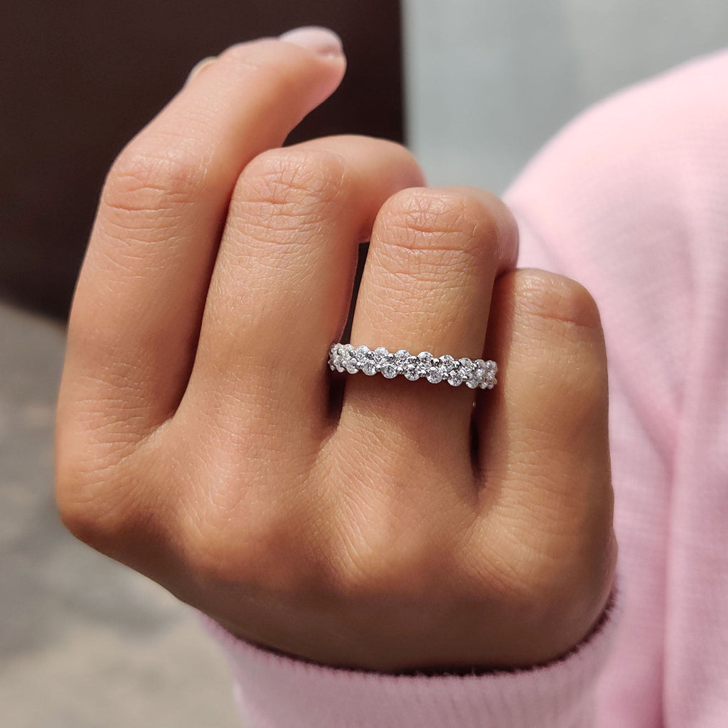 3/4 Eternity Band In Round Cut Double Row Setting