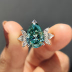 Pear Cyan Blue Engagement Ring With Muse Style