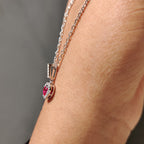 Ruby Heart Pendant With Halo Style In White Gold