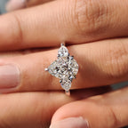 Three Stone Diamond Ring in Pear Diamond Setting