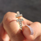 Round Moissanite Wedding Band In Open Gap Setting