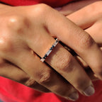 Baguette And Round Wedding Band With Black Moissanite