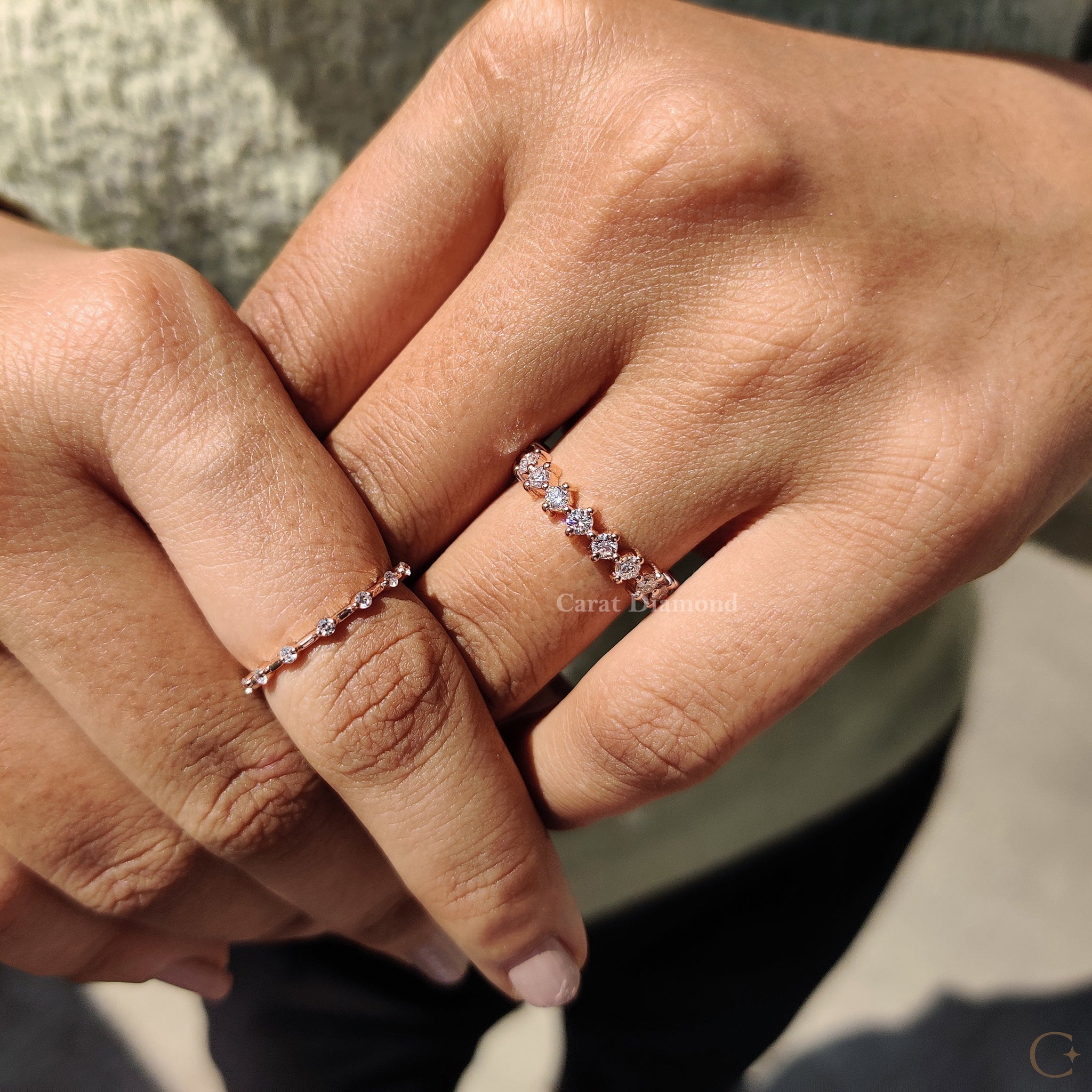 Secure Compass Prong Round Diamond Eternity Wedding Band