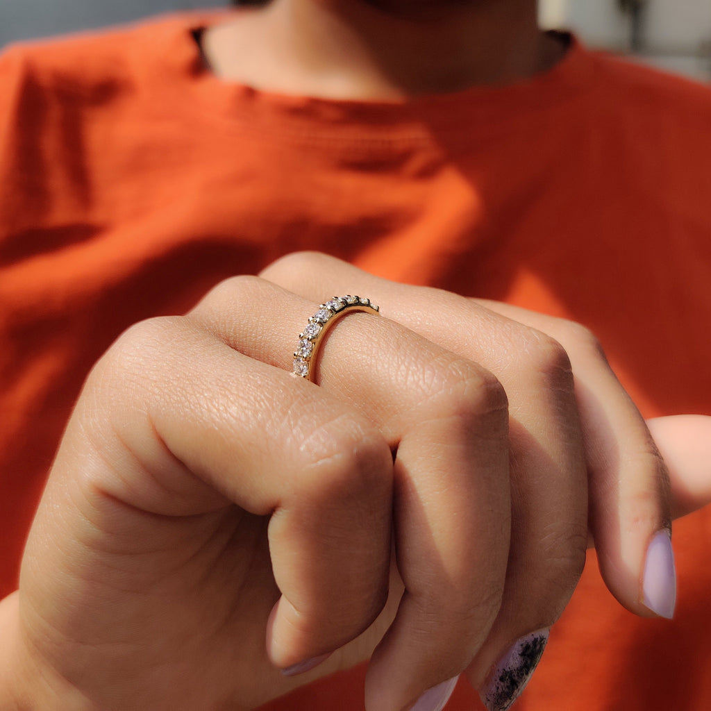 Round Cut Wedding Band in Full Eternity Design