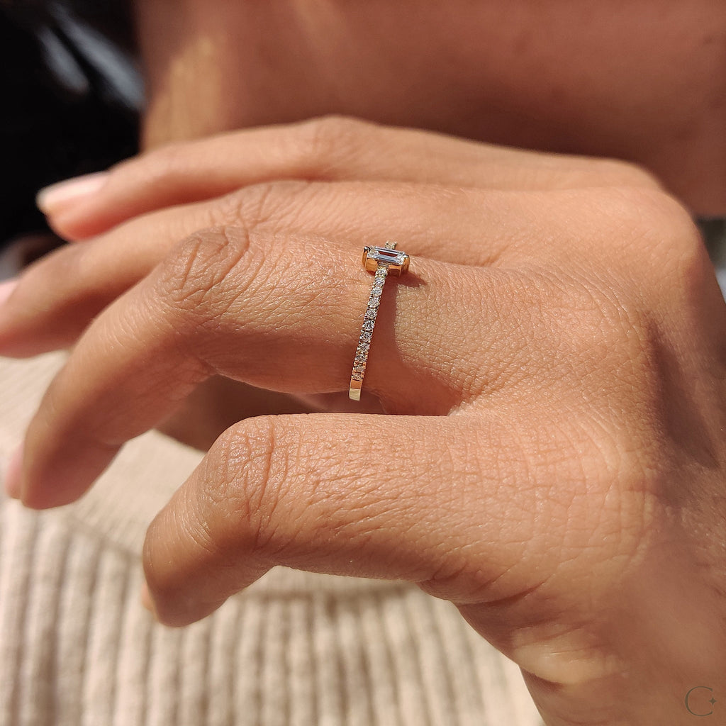Baguette Diamond Ring In Pave Style
