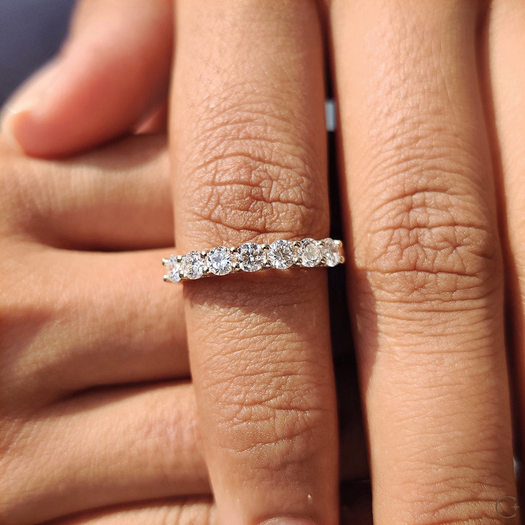Round Cut Wedding Band In Half Eternity Style