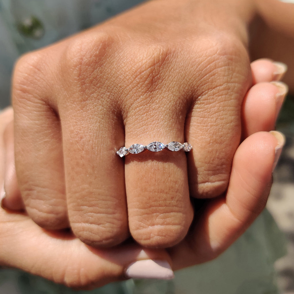 Half Eternity Marquise Diamond Wedding Band