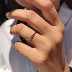 3 Stone Wedding Band Featuring Round Diamond