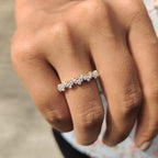 Round Cut Half Eternity Band In Zig Zag Setting