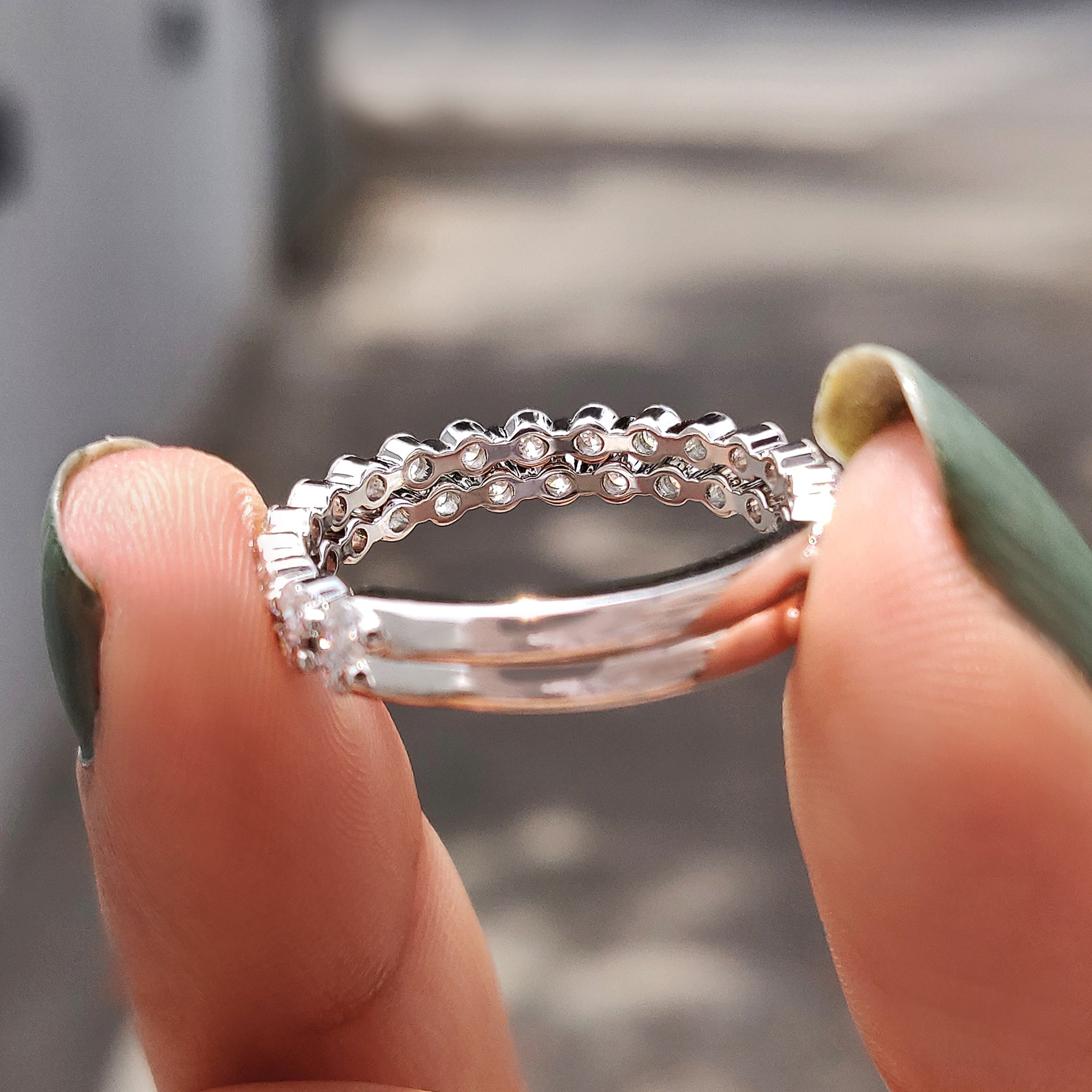 White Gold Band - 3/4 Eternity Style