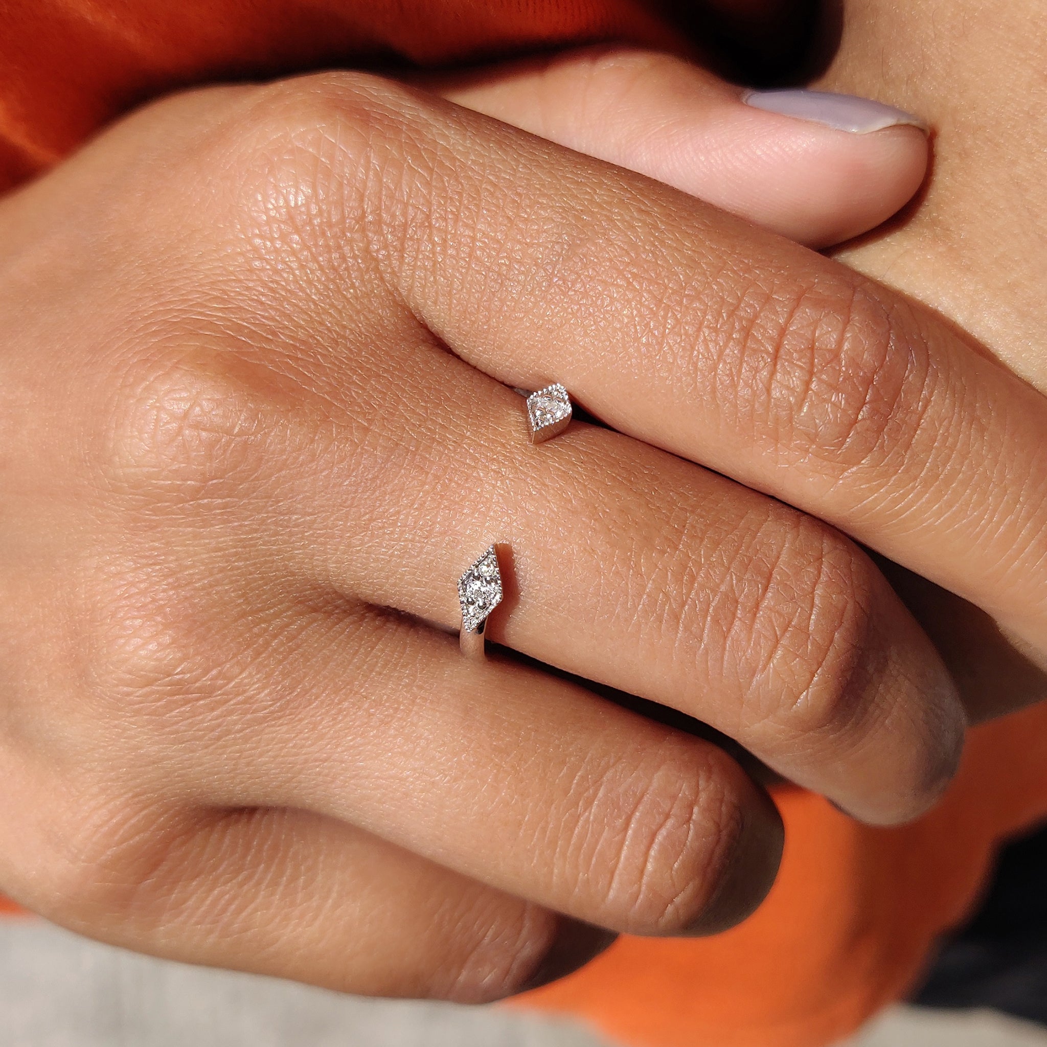 White Gold Open Ring In Round Cut Moissanite