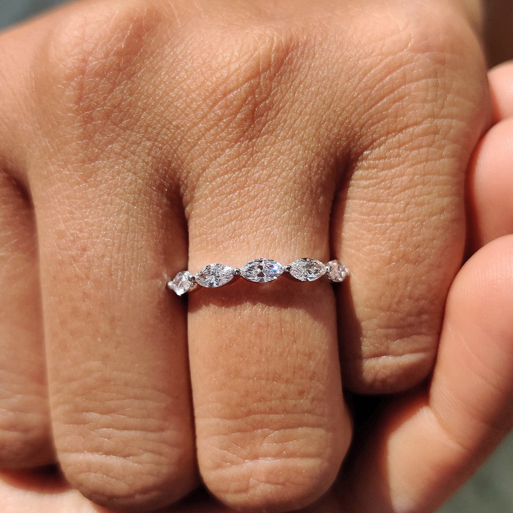 Half Eternity 5 Stone Wedding Band In white Gold