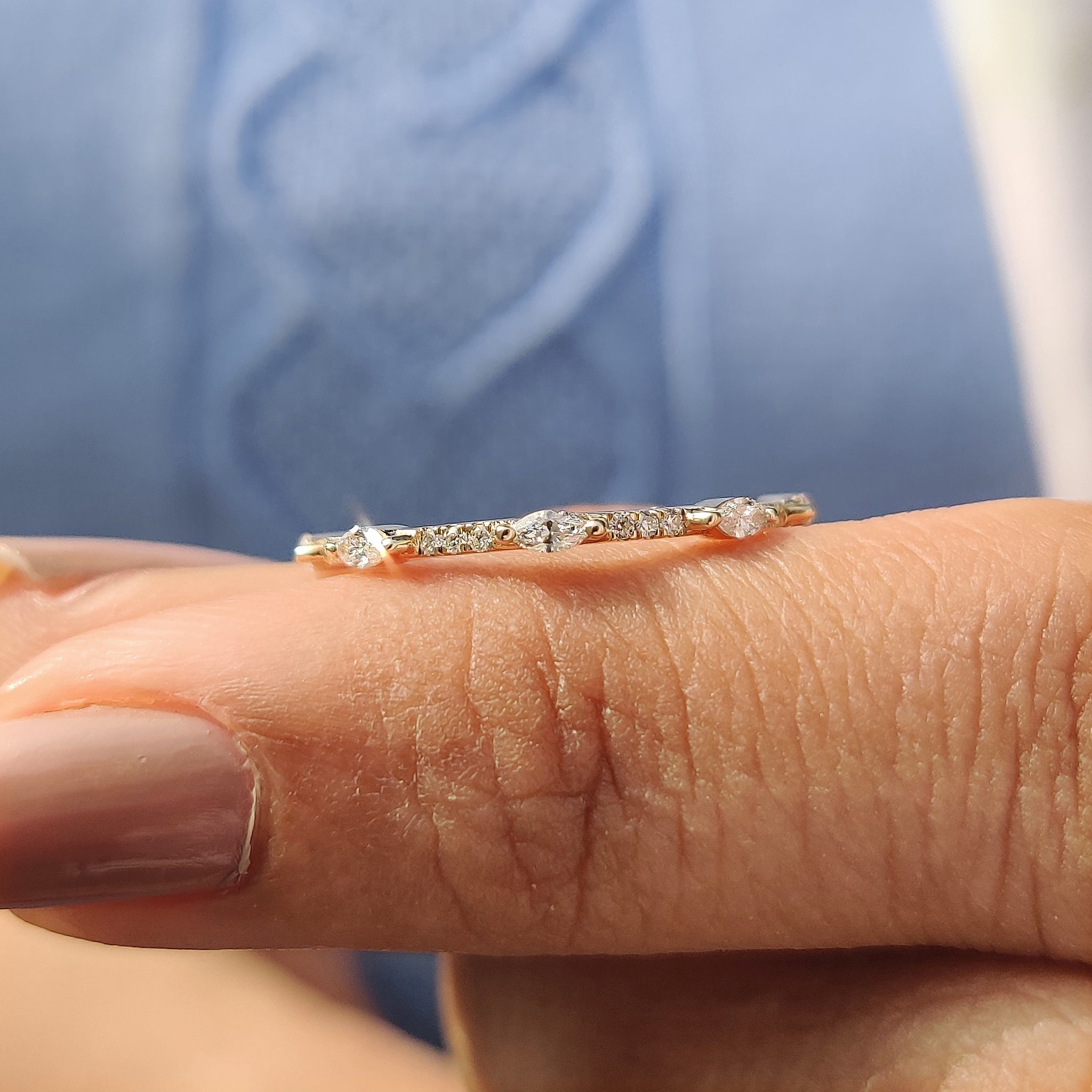 White Gold Marquise And Round Diamond Band