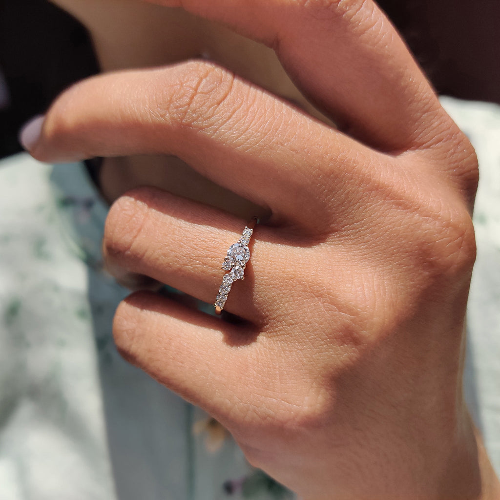Round Cut Diamond Cluster Wedding Band