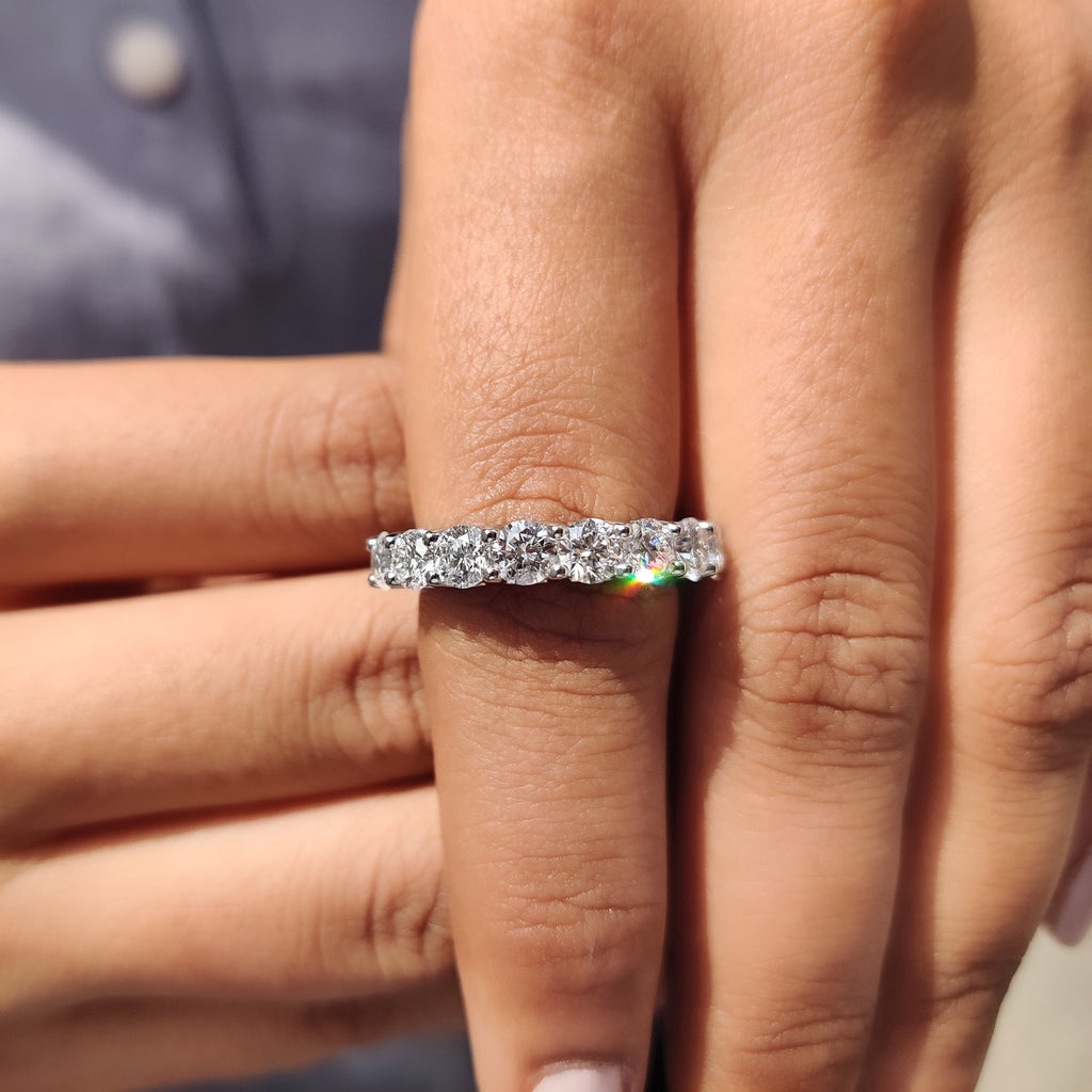 Round Cut Diamond Half Eternity Band In Secure Prong Style