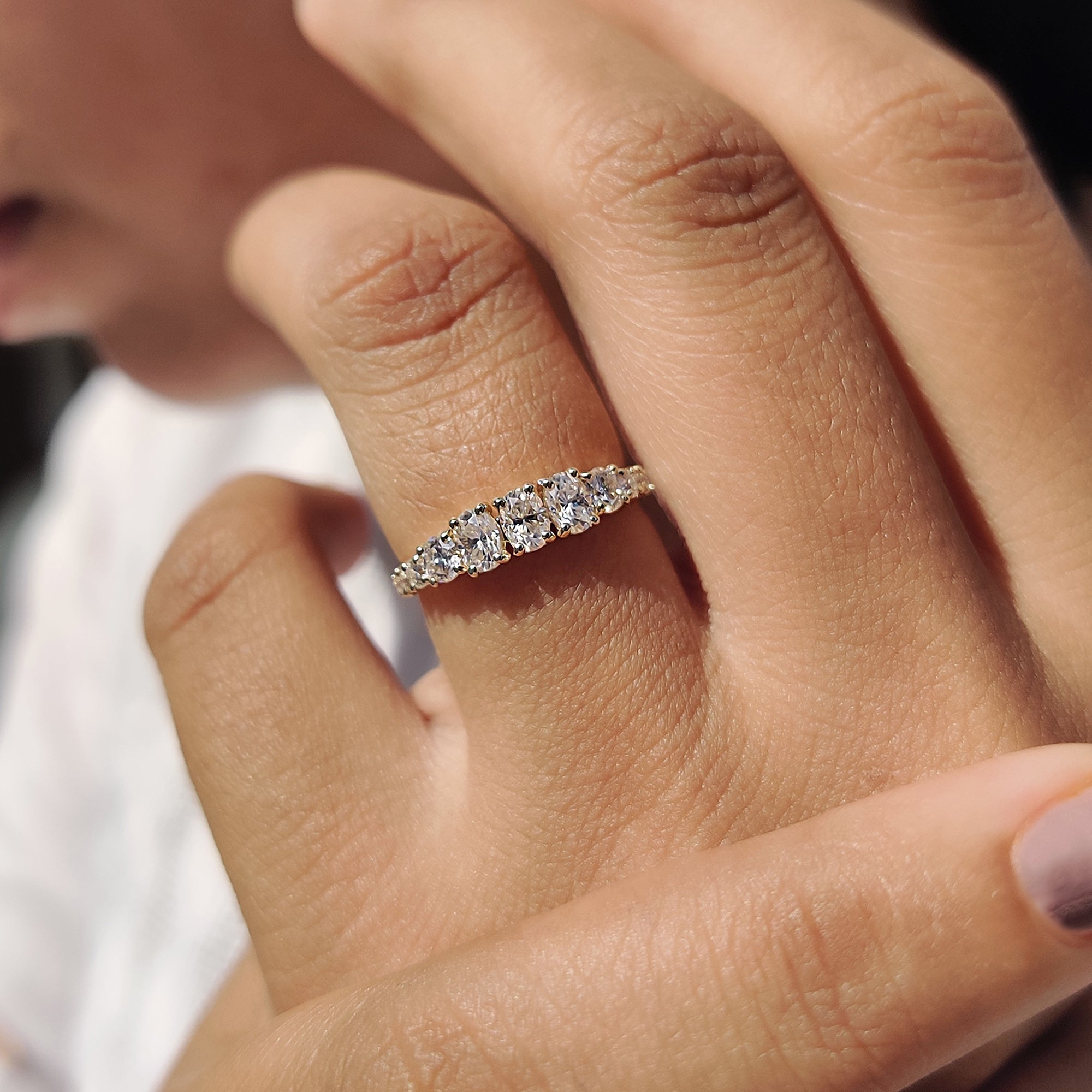 Half Eternity Oval Cut Wedding Band