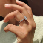 Asscher Cut Moissanite Ring In Tapered Pave Band