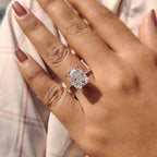 Cushion Cut Engagement Ring With Hidden Halo Setting