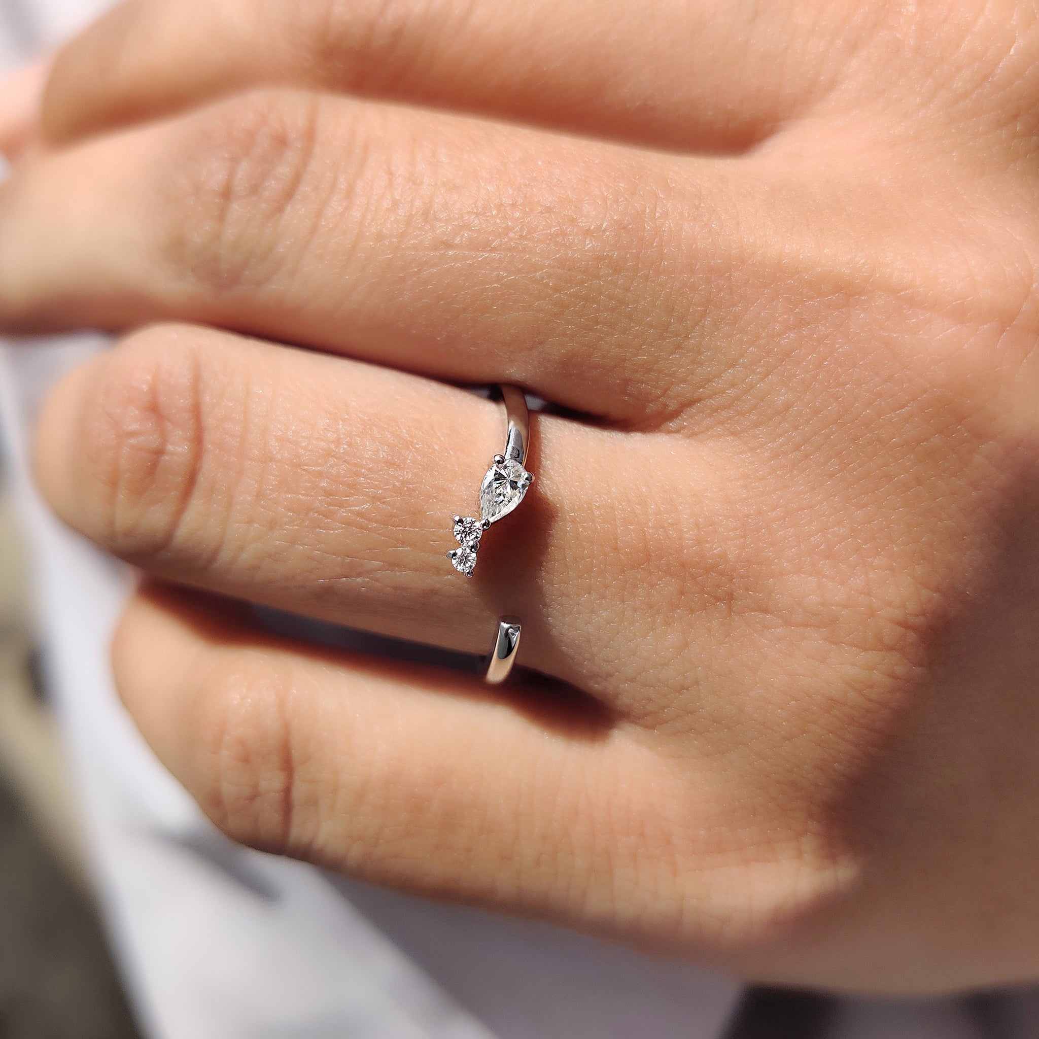 3 Stone Wedding Band In Pear And Round Cut