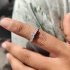 Curved Wedding Band With Marquise And Baguette Stone