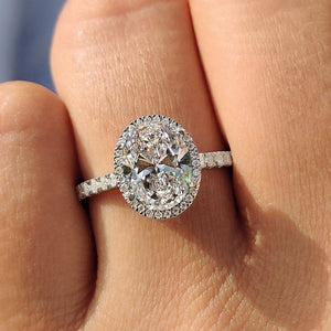 Oval Diamond Ring with Halo Style