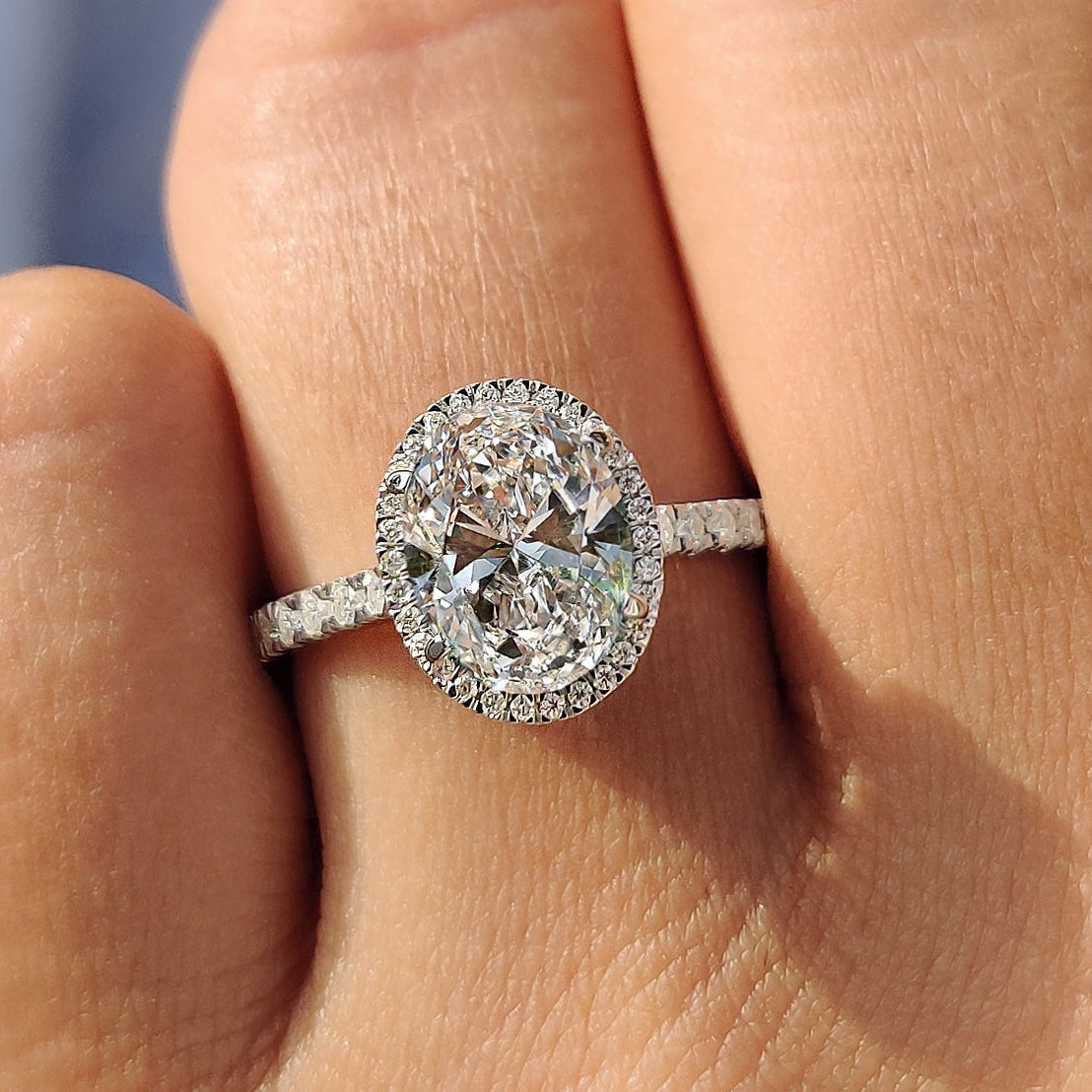 Oval Diamond Ring with Halo Style