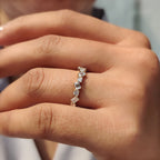 Zig Zag Band Featuring Emerald and Round Cut Diamond