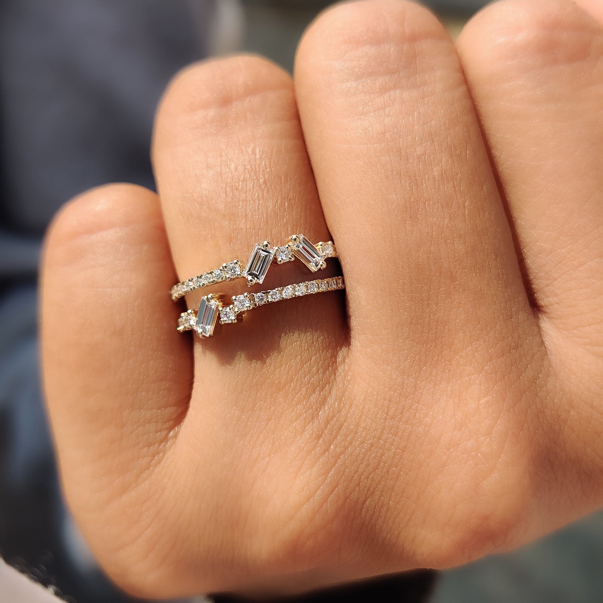 Baguette And Round Diamond Band In Double Row Pave Style Main image