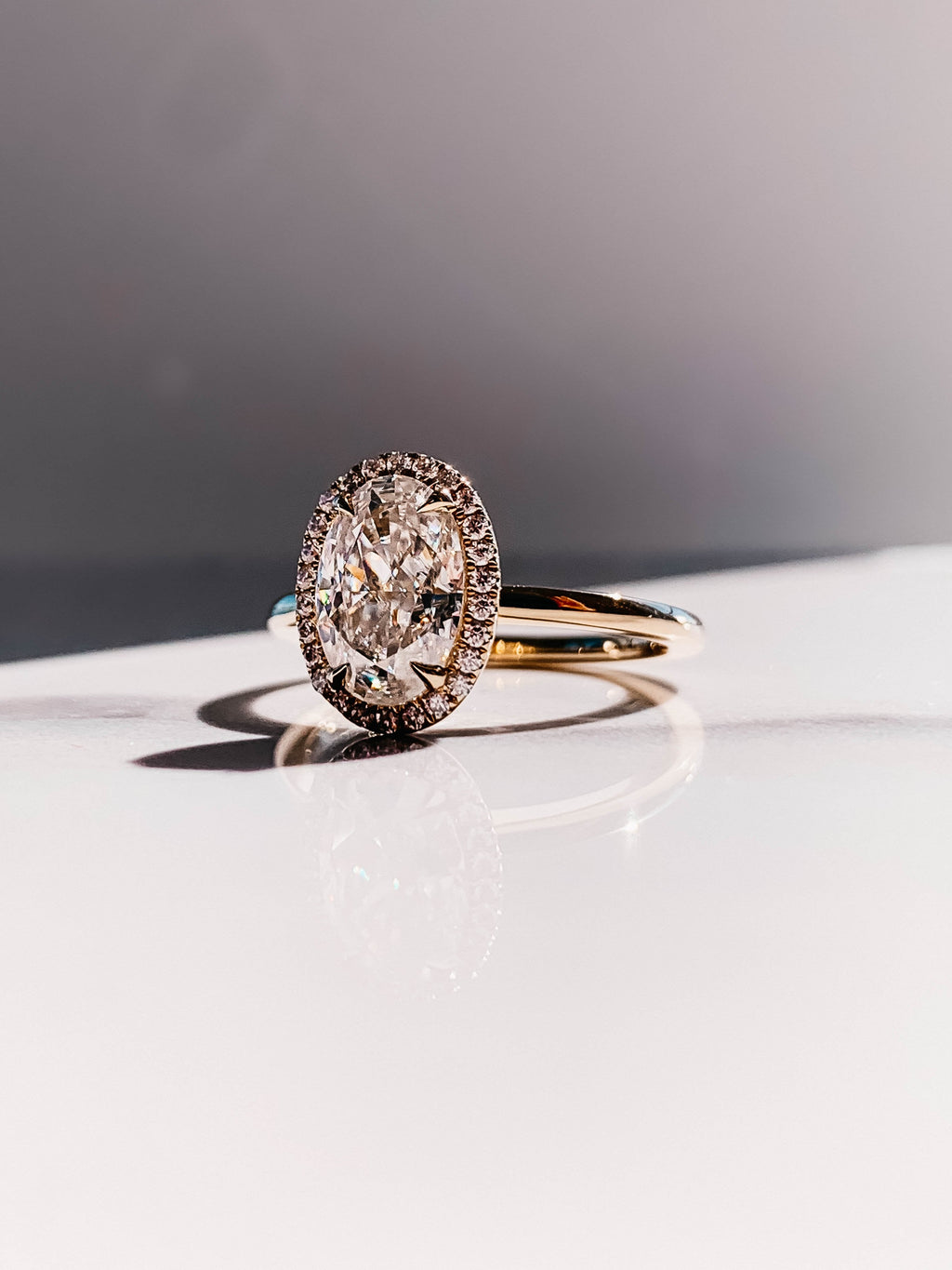 2.0 CT Oval Cut Moissanite Halo Engagement Ring