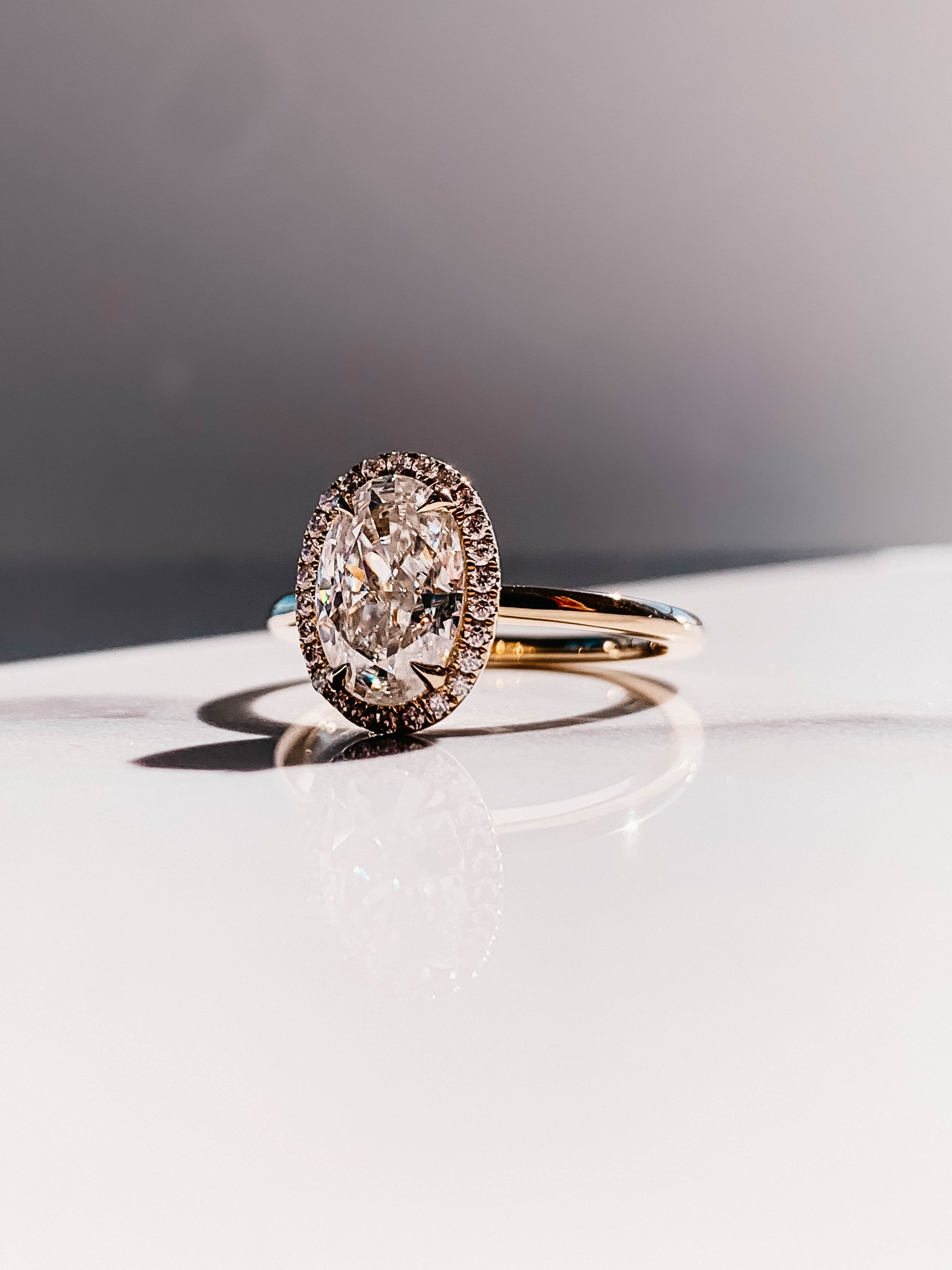 2.0 CT Oval Cut Moissanite Halo Engagement Ring