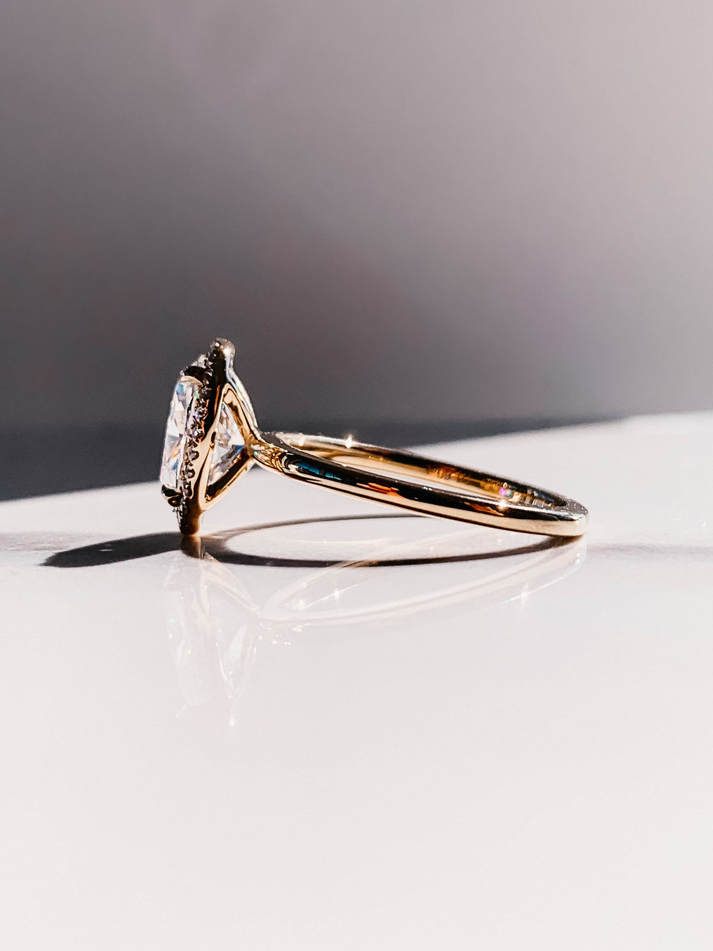 2.0 CT Oval Cut Moissanite Halo Engagement Ring