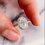 2.0 CT Oval Cut Moissanite Halo Engagement Ring