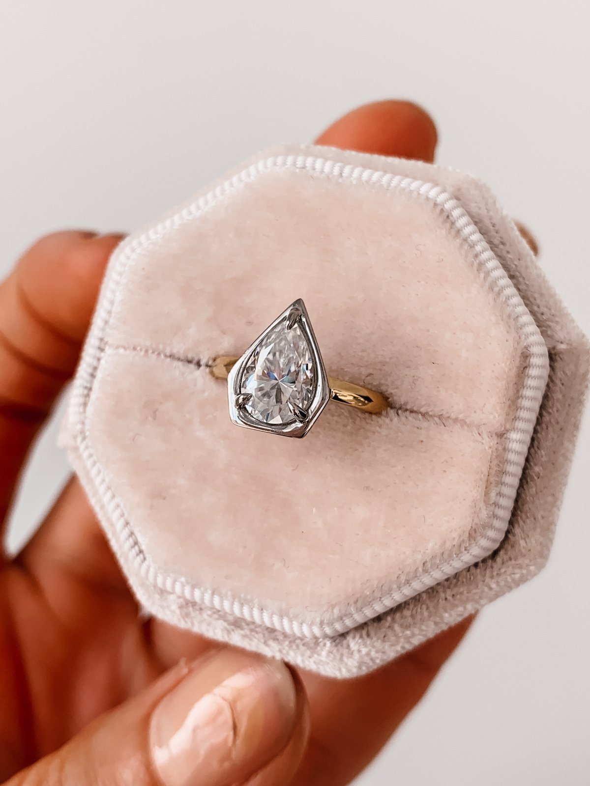 1.50 CT Pear Cut Solitaire Style Moissanite Engagement Ring
