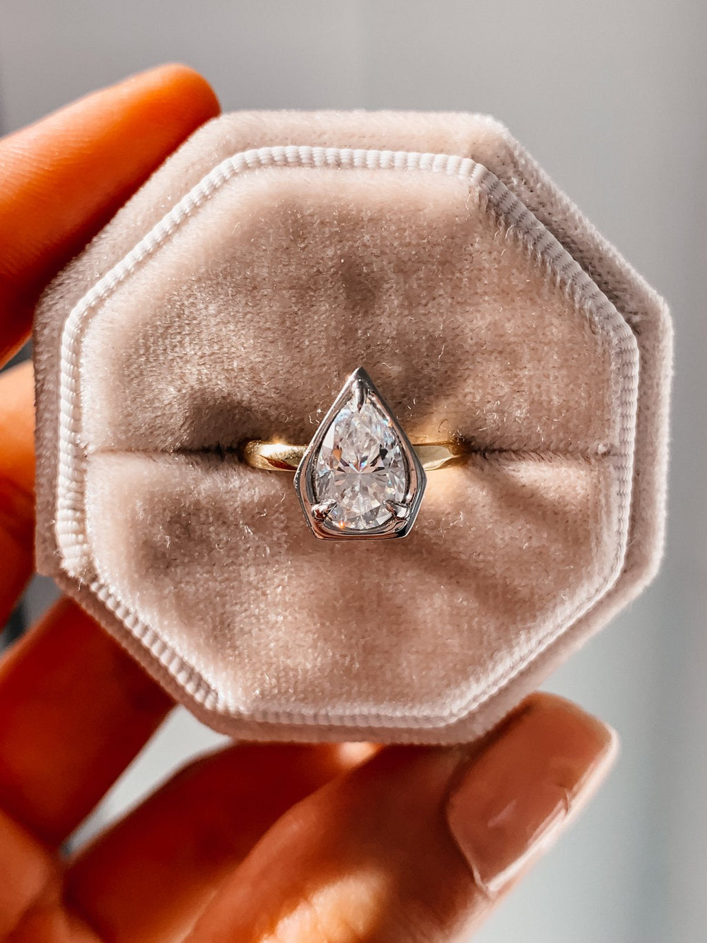 1.50 CT Pear Cut Solitaire Style Moissanite Engagement Ring
