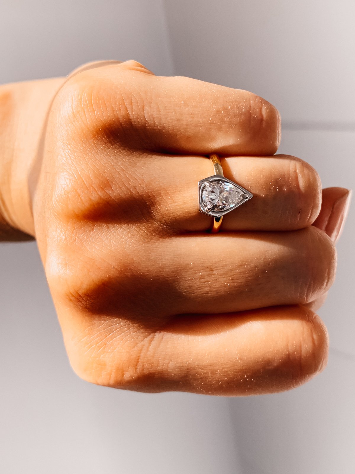 1.50 CT Pear Cut Solitaire Style Moissanite Engagement Ring