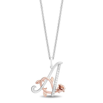 Enchanted Disney Fine Jewelry Diamonds Alphabet A to Z Belle Pendant Necklace