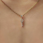 Round Diamond Gold Key Pendant