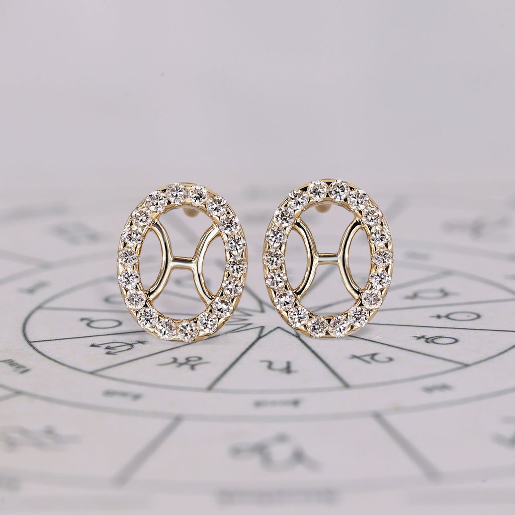 Pisces Earrings in Stud Halo Design