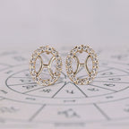 Pisces Earrings in Stud Halo Design