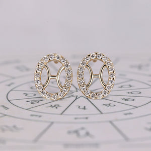 Pisces Earrings in Stud Halo Design
