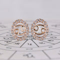 Cancer Earrings In Round Diamond Halo Style