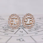 Cancer Earrings In Round Diamond Halo Style