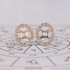 Gemini Earrings in Round Cut Halo Zodiac Style